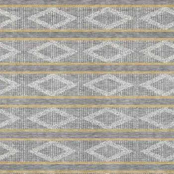 9' X 12' Gray Ivory And Brown Geometric Washable Indoor Outdoor Area Rug