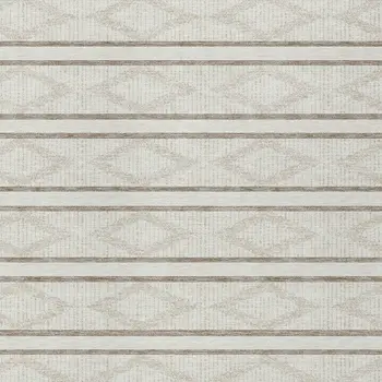 8' X 10' Ivory And Brown Geometric Washable Indoor Outdoor Area Rug