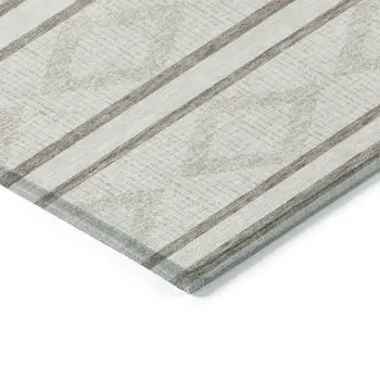 9' X 12' Ivory And Brown Geometric Washable Indoor Outdoor Area Rug