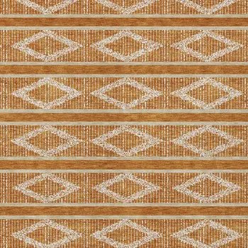 3' X 5' Copper And Ivory Geometric Washable Indoor Outdoor Area Rug