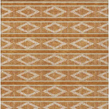5' X 8' Copper And Ivory Geometric Washable Indoor Outdoor Area Rug