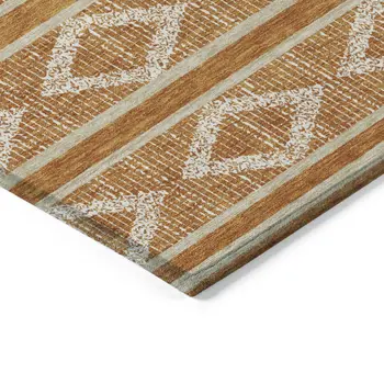8' X 10' Copper And Ivory Geometric Washable Indoor Outdoor Area Rug