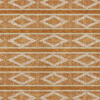 8' X 10' Copper And Ivory Geometric Washable Indoor Outdoor Area Rug