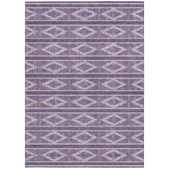 3' X 5' Purple Gray And Ivory Geometric Washable Indoor Outdoor Area Rug