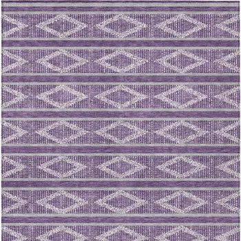 8' X 10' Purple Gray And Ivory Geometric Washable Indoor Outdoor Area Rug