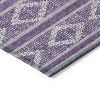 9' X 12' Purple Gray And Ivory Geometric Washable Indoor Outdoor Area Rug
