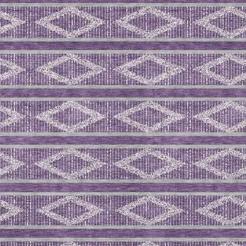 9' X 12' Purple Gray And Ivory Geometric Washable Indoor Outdoor Area Rug