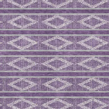 10' X 14' Purple Gray And Ivory Geometric Washable Indoor Outdoor Area Rug
