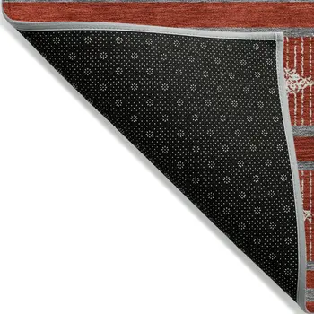 10' X 14' Red Ivory And Gray Geometric Washable Indoor Outdoor Area Rug