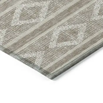 5' X 8' Taupe And Ivory Geometric Washable Indoor Outdoor Area Rug