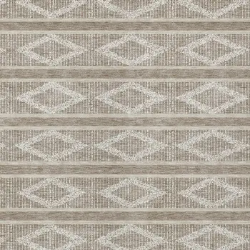 8' X 10' Taupe And Ivory Geometric Washable Indoor Outdoor Area Rug