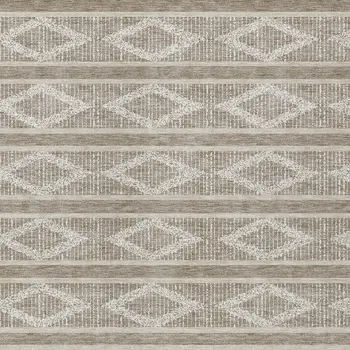10' X 14' Taupe And Ivory Geometric Washable Indoor Outdoor Area Rug