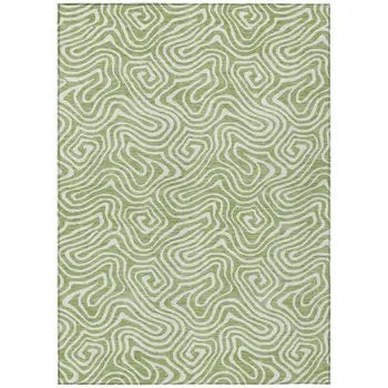 10' X 14' Artichoke Green And Ivory Abstract Washable Indoor Outdoor Area Rug