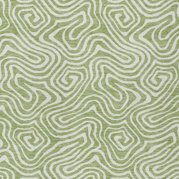 10' X 14' Artichoke Green And Ivory Abstract Washable Indoor Outdoor Area Rug