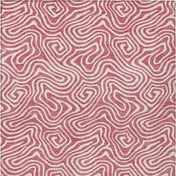 3' X 5' Blush And Ivory Abstract Washable Indoor Outdoor Area Rug