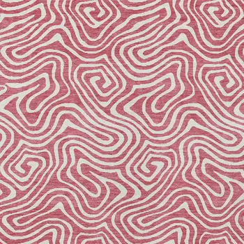 8' X 10' Blush And Ivory Abstract Washable Indoor Outdoor Area Rug