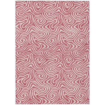 9' X 12' Blush And Ivory Abstract Washable Indoor Outdoor Area Rug