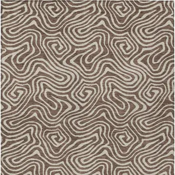 5' X 8' Brown And Beige Abstract Washable Indoor Outdoor Area Rug