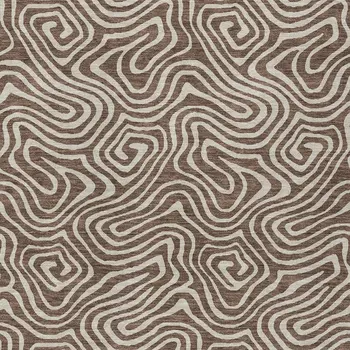 9' X 12' Brown And Beige Abstract Washable Indoor Outdoor Area Rug