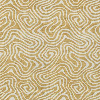 8' X 10' Gold And Ivory Abstract Washable Indoor Outdoor Area Rug