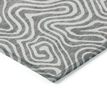 8' X 10' Gray And Ivory Abstract Washable Indoor Outdoor Area Rug