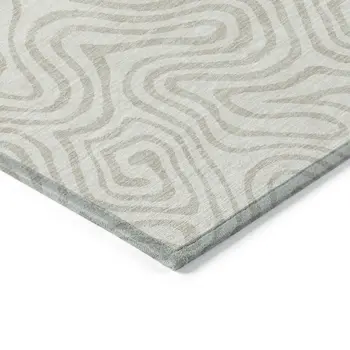 3' X 5' Ivory And Beige Abstract Washable Indoor Outdoor Area Rug