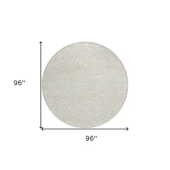 8' Ivory And Beige Round Abstract Washable Indoor Outdoor Area Rug