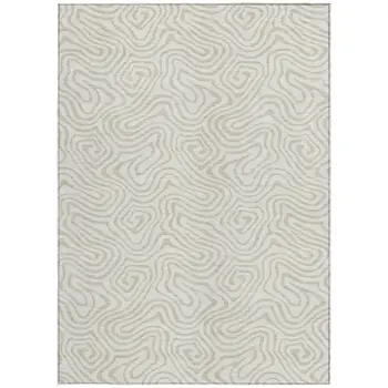 8' X 10' Ivory And Beige Abstract Washable Indoor Outdoor Area Rug
