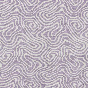 3' X 5' Lavender And Ivory Abstract Washable Indoor Outdoor Area Rug