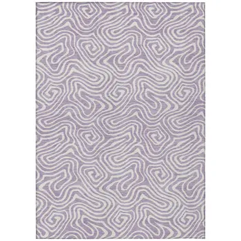 10' X 14' Lavender And Ivory Abstract Washable Indoor Outdoor Area Rug