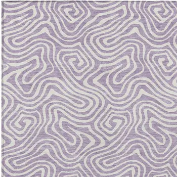 10' X 14' Lavender And Ivory Abstract Washable Indoor Outdoor Area Rug