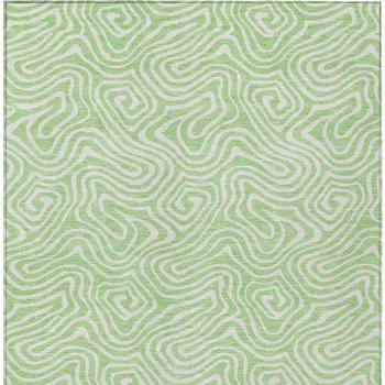 5' X 8' Mint Green And Ivory Abstract Washable Indoor Outdoor Area Rug