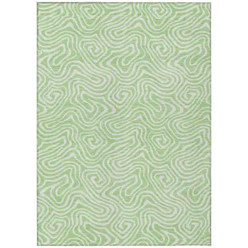 5' X 8' Mint Green And Ivory Abstract Washable Indoor Outdoor Area Rug
