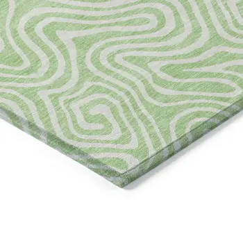 5' X 8' Mint Green And Ivory Abstract Washable Indoor Outdoor Area Rug