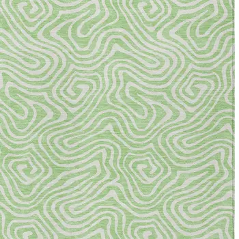 8' X 10' Mint Green And Ivory Abstract Washable Indoor Outdoor Area Rug