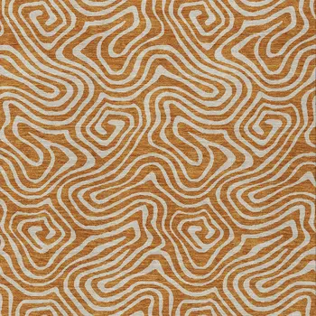 5' X 8' Copper And Beige Abstract Washable Indoor Outdoor Area Rug