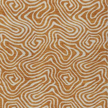 8' X 10' Copper And Beige Abstract Washable Indoor Outdoor Area Rug