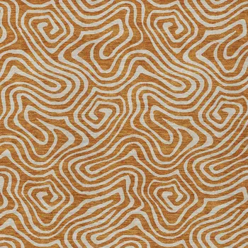 9' X 12' Copper And Beige Abstract Washable Indoor Outdoor Area Rug