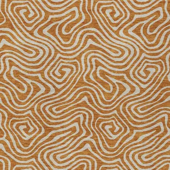 10' X 14' Copper And Beige Abstract Washable Indoor Outdoor Area Rug