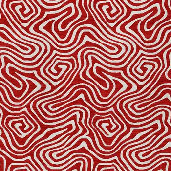 8' X 10' Red And Ivory Abstract Washable Indoor Outdoor Area Rug