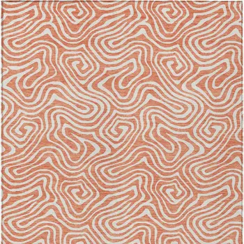 5' X 8' Salmon And Ivory Abstract Washable Indoor Outdoor Area Rug