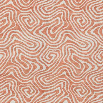 5' X 8' Salmon And Ivory Abstract Washable Indoor Outdoor Area Rug