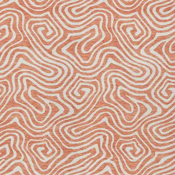8' X 10' Salmon And Ivory Abstract Washable Indoor Outdoor Area Rug