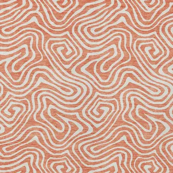 10' X 14' Salmon And Ivory Abstract Washable Indoor Outdoor Area Rug