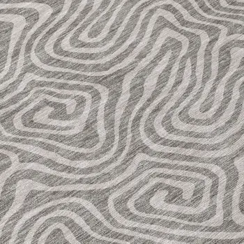 8' Taupe And Gray Round Abstract Washable Indoor Outdoor Area Rug