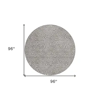 8' Taupe And Gray Round Abstract Washable Indoor Outdoor Area Rug