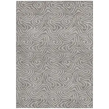 8' X 10' Taupe And Gray Abstract Washable Indoor Outdoor Area Rug