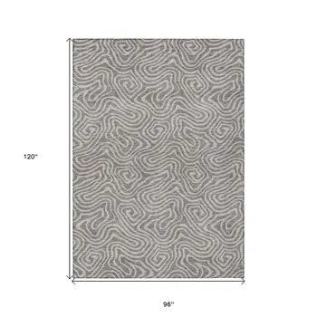8' X 10' Taupe And Gray Abstract Washable Indoor Outdoor Area Rug