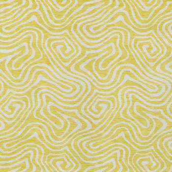 10' X 14' Yellow And Ivory Abstract Washable Indoor Outdoor Area Rug