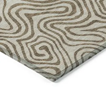 3' X 5' Beige And Brown Abstract Washable Indoor Outdoor Area Rug